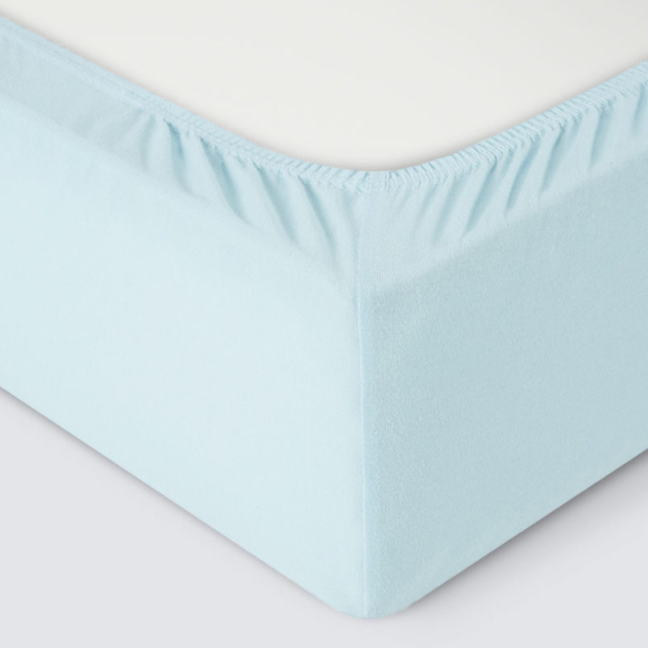 Простыня на резинке Трикотажная голубая