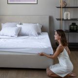 Простыня на резинке Трикотажная белая